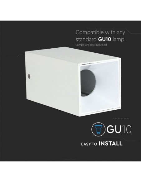 8583-Portafaretto LED Montaggio a Plafone Quadrato GU Corpo Bianco Riflettore Bianco-6