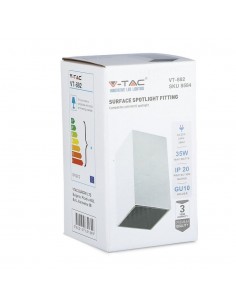 8584-Portafaretto LED Montaggio a Plafone Quadrato GU Corpo Bianco Riflettore Nero-1 2