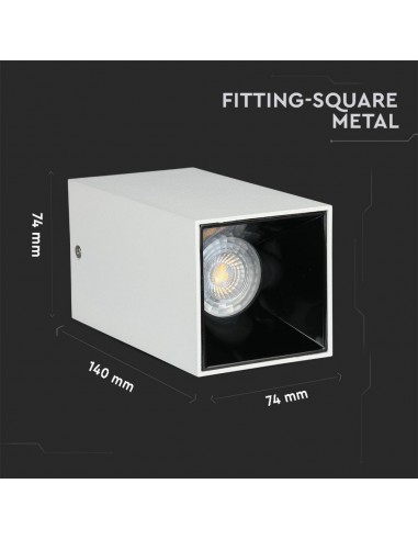 8584-Portafaretto LED Montaggio a Plafone Quadrato GU Corpo Bianco Riflettore Nero-3