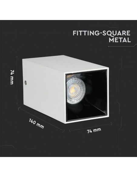 8584-Portafaretto LED Montaggio a Plafone Quadrato GU Corpo Bianco Riflettore Nero-3