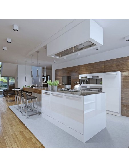 8584-Portafaretto LED Montaggio a Plafone Quadrato GU Corpo Bianco Riflettore Nero-4