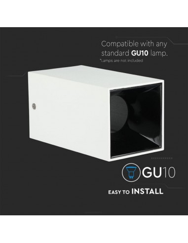 8584-Portafaretto LED Montaggio a Plafone Quadrato GU Corpo Bianco Riflettore Nero-6