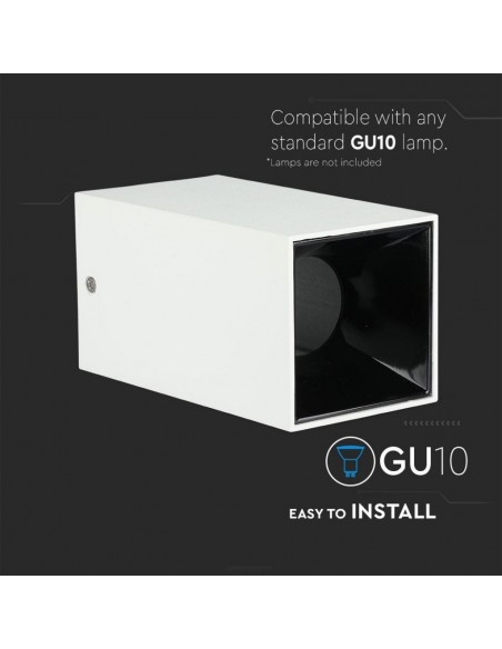 8584-Portafaretto LED Montaggio a Plafone Quadrato GU Corpo Bianco Riflettore Nero-6