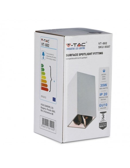 8587-Portafaretto LED Montaggio a Plafone Quadrato GU Corpo Bianco Riflettore Oro Rosa-2