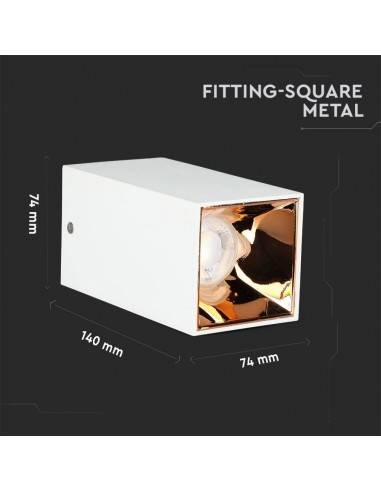 8587-Portafaretto LED Montaggio a Plafone Quadrato GU Corpo Bianco Riflettore Oro Rosa-3