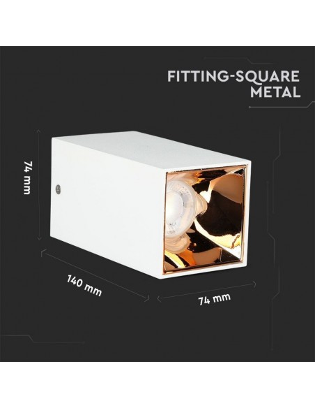 8587-Portafaretto LED Montaggio a Plafone Quadrato GU Corpo Bianco Riflettore Oro Rosa-3