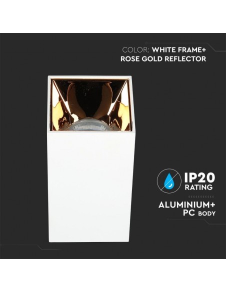 8587-Portafaretto LED Montaggio a Plafone Quadrato GU Corpo Bianco Riflettore Oro Rosa-4