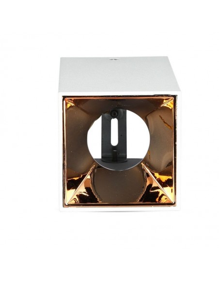 Portafaretto LED Montaggio a Plafone Quadrato GU10 Corpo Bianco Riflettore Oro Rosa