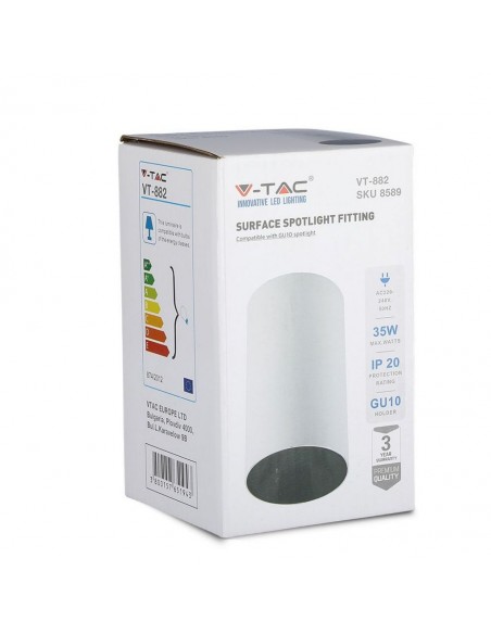 8589-Portafaretto LED Montaggio a Plafone Rotondo GU Corpo Bianco Riflettore Nero-2