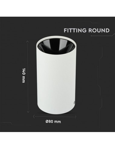 8589-Portafaretto LED Montaggio a Plafone Rotondo GU Corpo Bianco Riflettore Nero-3