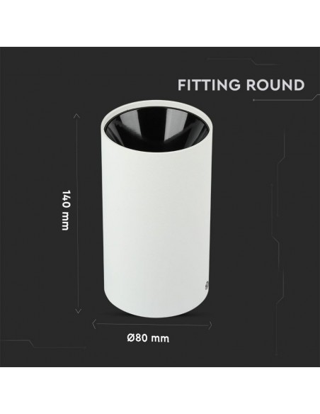 8589-Portafaretto LED Montaggio a Plafone Rotondo GU Corpo Bianco Riflettore Nero-3
