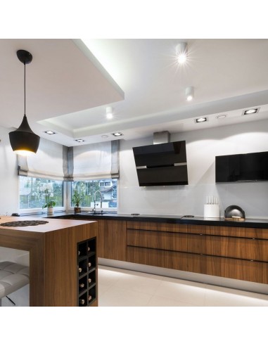 8589-Portafaretto LED Montaggio a Plafone Rotondo GU Corpo Bianco Riflettore Nero-4