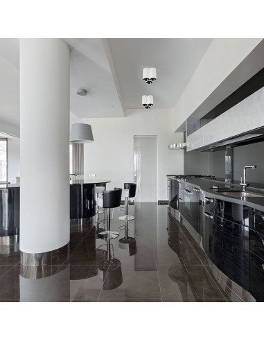 8589-Portafaretto LED Montaggio a Plafone Rotondo GU Corpo Bianco Riflettore Nero-5