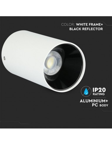 8589-Portafaretto LED Montaggio a Plafone Rotondo GU Corpo Bianco Riflettore Nero-6