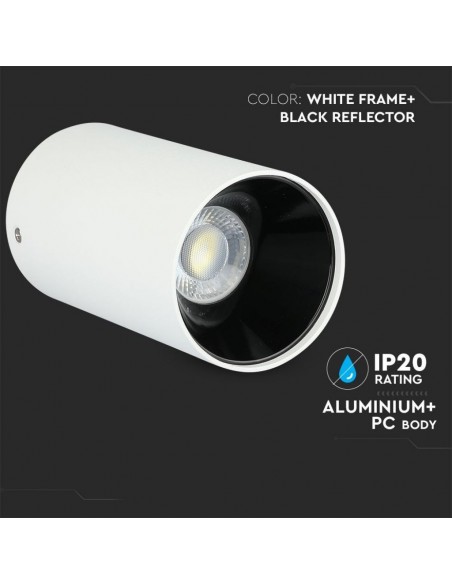 8589-Portafaretto LED Montaggio a Plafone Rotondo GU Corpo Bianco Riflettore Nero-6