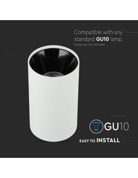 8589-Portafaretto LED Montaggio a Plafone Rotondo GU Corpo Bianco Riflettore Nero-7