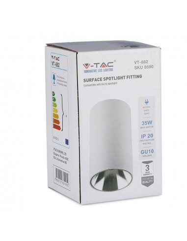 8590-Portafaretto LED Montaggio a Plafone Rotondo GU Corpo Bianco Riflettore Cromato-2