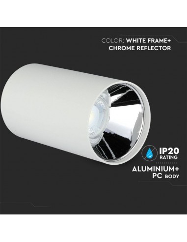 8590-Portafaretto LED Montaggio a Plafone Rotondo GU Corpo Bianco Riflettore Cromato-5