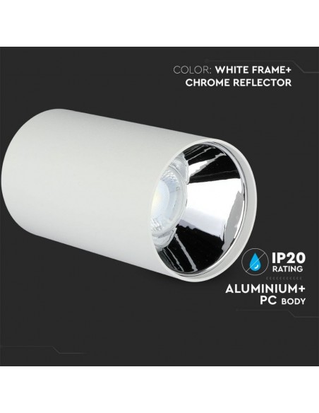 8590-Portafaretto LED Montaggio a Plafone Rotondo GU Corpo Bianco Riflettore Cromato-5