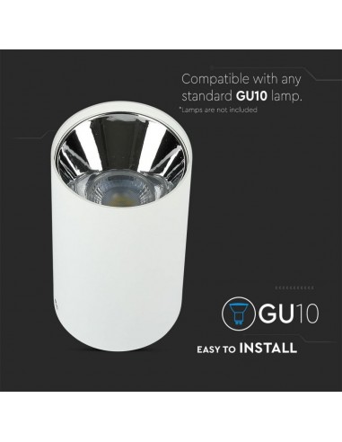 8590-Portafaretto LED Montaggio a Plafone Rotondo GU Corpo Bianco Riflettore Cromato-6