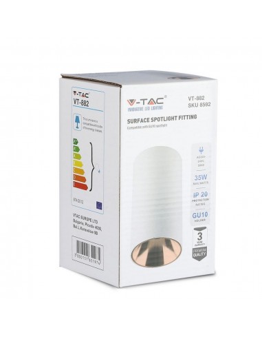 8592-Portafaretto LED Montaggio a Plafone Rotondo GU Corpo Bianco Riflettore Oro Rosa-2