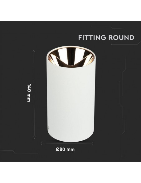 8592-Portafaretto LED Montaggio a Plafone Rotondo GU Corpo Bianco Riflettore Oro Rosa-3