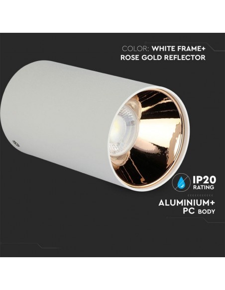 8592-Portafaretto LED Montaggio a Plafone Rotondo GU Corpo Bianco Riflettore Oro Rosa-5