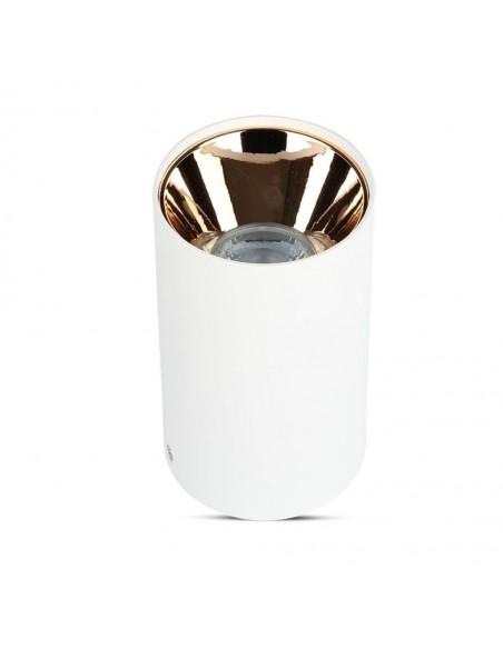 Portafaretto LED Montaggio a Plafone Rotondo GU10 Corpo Bianco Riflettore Oro Rosa