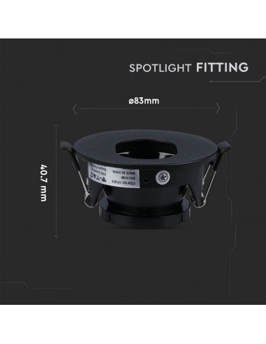 8596-Portafaretto LED da Incasso GU Rotondo Colore Nero con Interno Nero-3