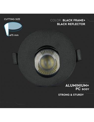 8596-Portafaretto LED da Incasso GU Rotondo Colore Nero con Interno Nero-6