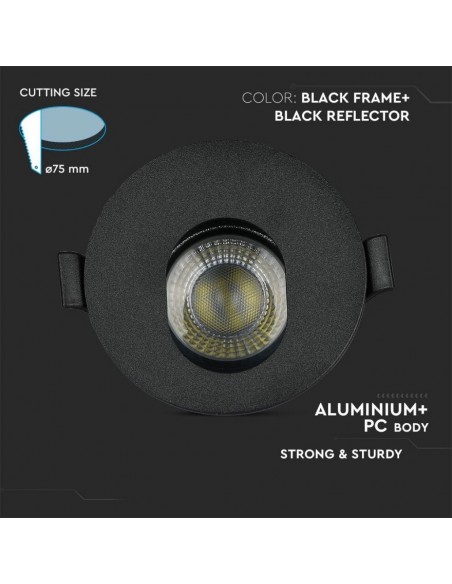 8596-Portafaretto LED da Incasso GU Rotondo Colore Nero con Interno Nero-6