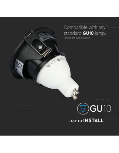 8596-Portafaretto LED da Incasso GU Rotondo Colore Nero con Interno Nero-7