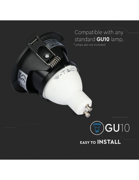 8596-Portafaretto LED da Incasso GU Rotondo Colore Nero con Interno Nero-7