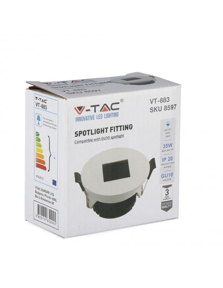 8597-Portafaretto LED da Incasso GU con Sezione Quadrata Colore Bianco con Interno Nero-2