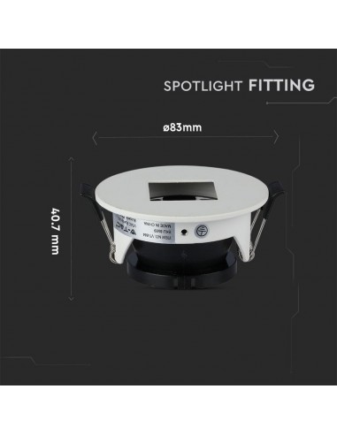 8597-Portafaretto LED da Incasso GU con Sezione Quadrata Colore Bianco con Interno Nero-3