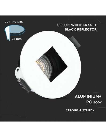 8597-Portafaretto LED da Incasso GU con Sezione Quadrata Colore Bianco con Interno Nero-5