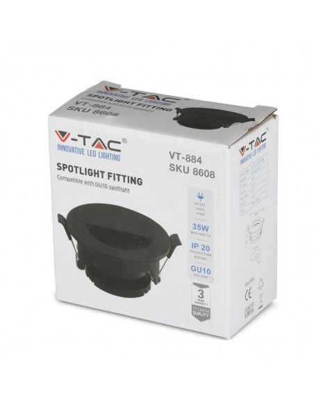 8608-Portafaretto LED da Incasso GU con Sezione a Mezza Luna Colore Nero con Interno Nero-2