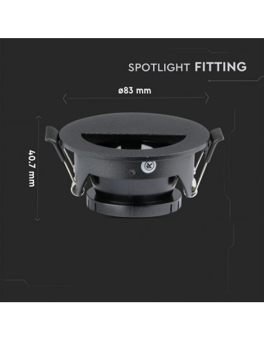 8608-Portafaretto LED da Incasso GU con Sezione a Mezza Luna Colore Nero con Interno Nero-3