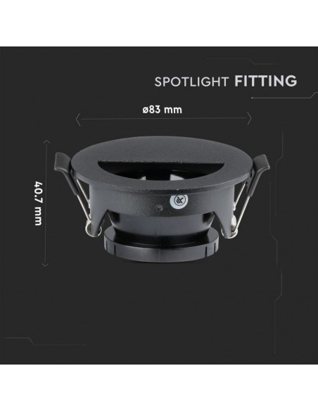 8608-Portafaretto LED da Incasso GU con Sezione a Mezza Luna Colore Nero con Interno Nero-3