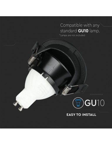 8608-Portafaretto LED da Incasso GU con Sezione a Mezza Luna Colore Nero con Interno Nero-6