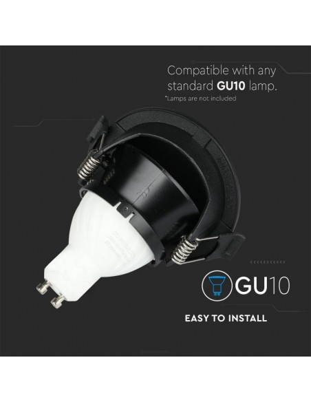 8608-Portafaretto LED da Incasso GU con Sezione a Mezza Luna Colore Nero con Interno Nero-6
