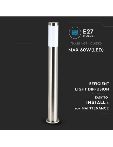 8625-Piantana LED da Giardino con Portalampada E max  in Acciaio Inossidabile h cm IP-7