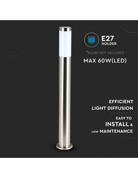 8625-Piantana LED da Giardino con Portalampada E max  in Acciaio Inossidabile h cm IP-7