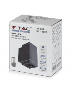 8626-Lampada LED da Muro con Portalampada GU Fascio Luminoso Inferiore Colore Grigio Scuro IP-1 2