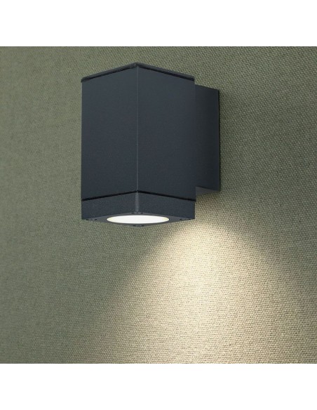 8626-Lampada LED da Muro con Portalampada GU Fascio Luminoso Inferiore Colore Grigio Scuro IP-4