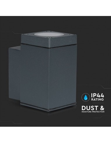 8626-Lampada LED da Muro con Portalampada GU Fascio Luminoso Inferiore Colore Grigio Scuro IP-6