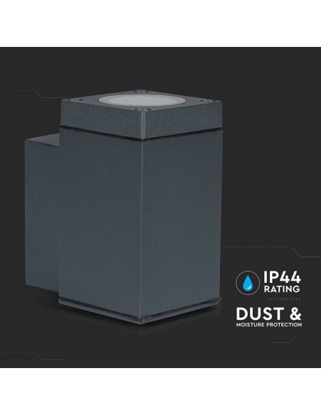 8626-Lampada LED da Muro con Portalampada GU Fascio Luminoso Inferiore Colore Grigio Scuro IP-6