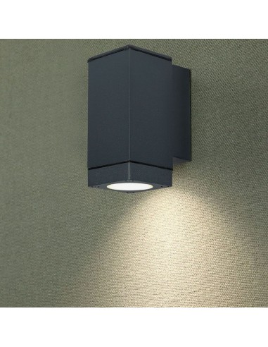 8627-Lampada LED da Muro con Portalampada GU Doppio Fascio Luminoso Superiore e Inferiore Colore Grigio Scuro IP-4