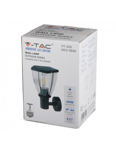 8628-Lampada LED da Giardino con Portalampada E max  in Acciaio Inossidabile Colore Nero IP-2