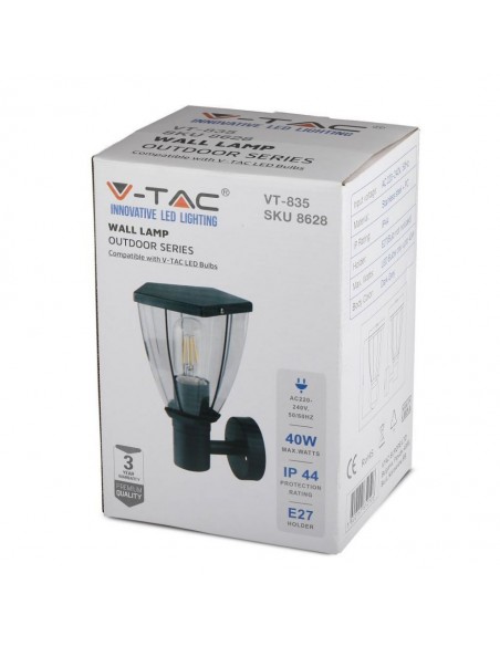 8628-Lampada LED da Giardino con Portalampada E max  in Acciaio Inossidabile Colore Nero IP-2